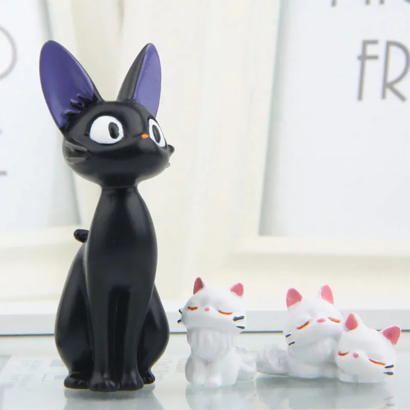 Cartoon Black/ White Cat Figurines Decoration