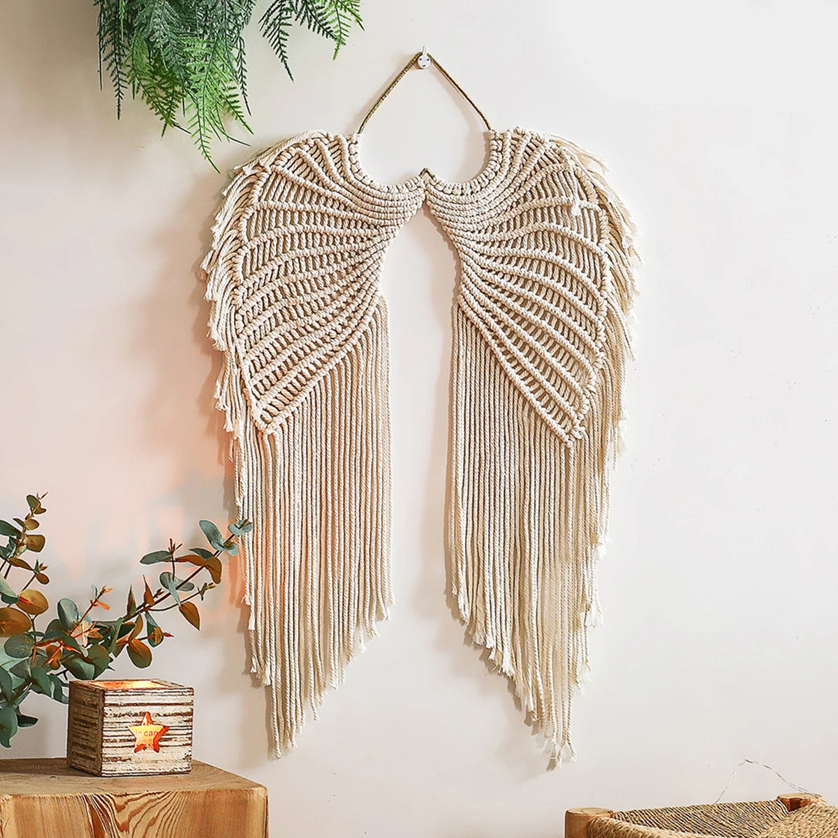 Angel Wing Hanging Tapestry Cotton Angel Wings with Long Tassels