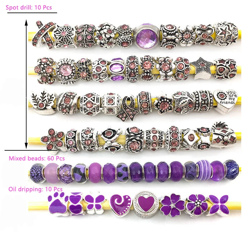 80 Pcs Large Hole Assorted Resin Imitation Glass Beads