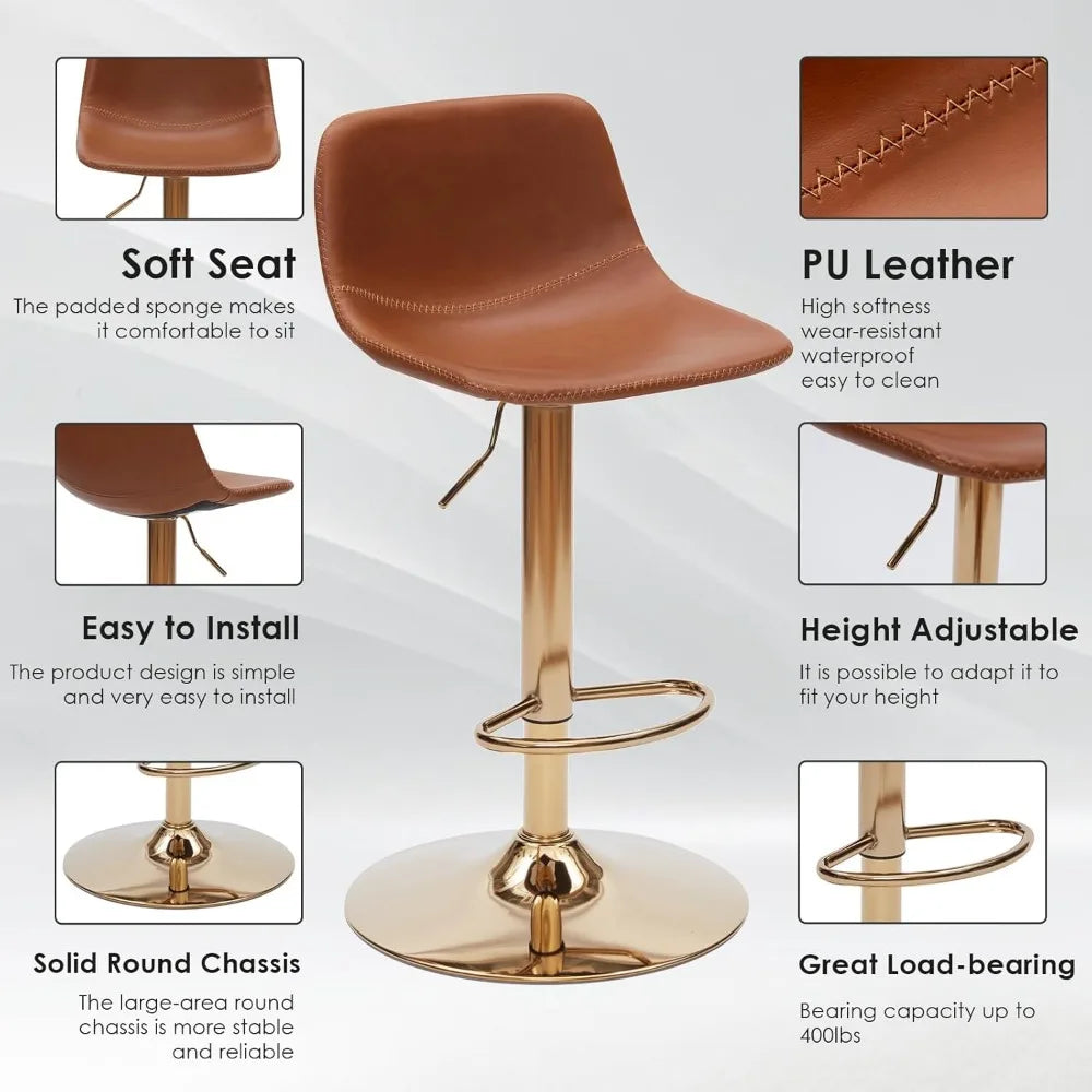 Adjustable Bar Stools Set of 2, Mid Century Modern