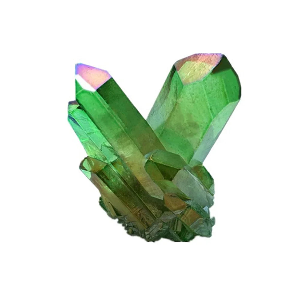 Natural Green Titanium Quartz Crystal Cluster