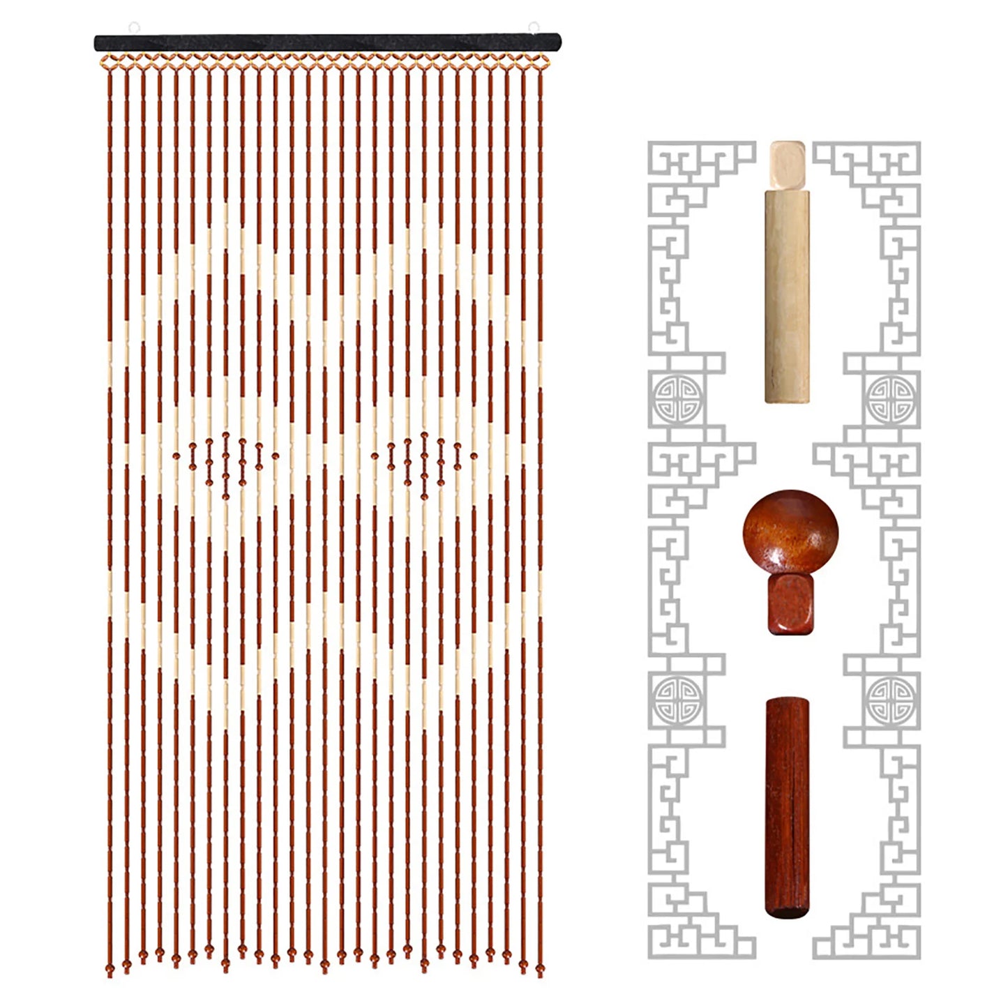 Natural Wood Bamboo Beaded Curtain