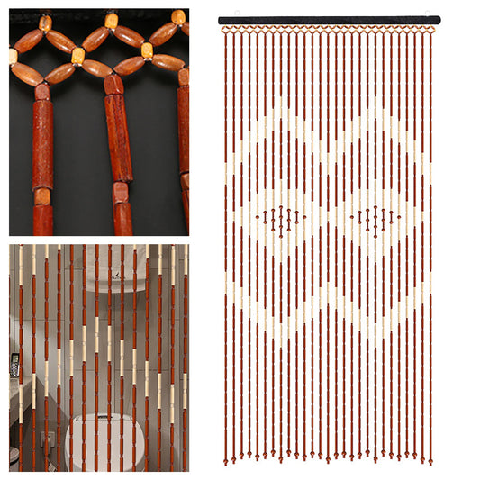 Natural Wood Bamboo Beaded Curtain