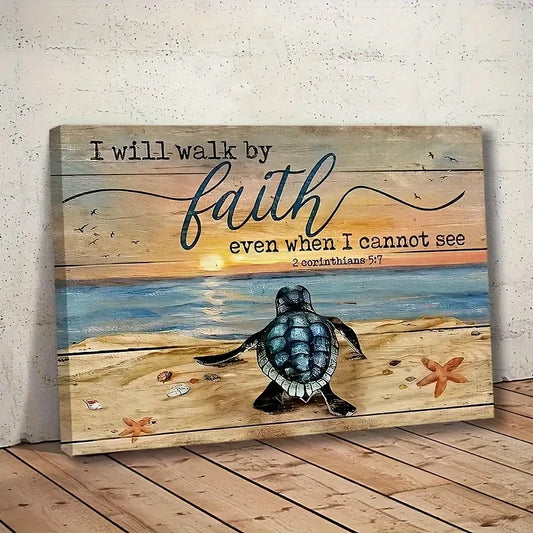 Wood Framed Landscape Canvas Painting Beach Poster