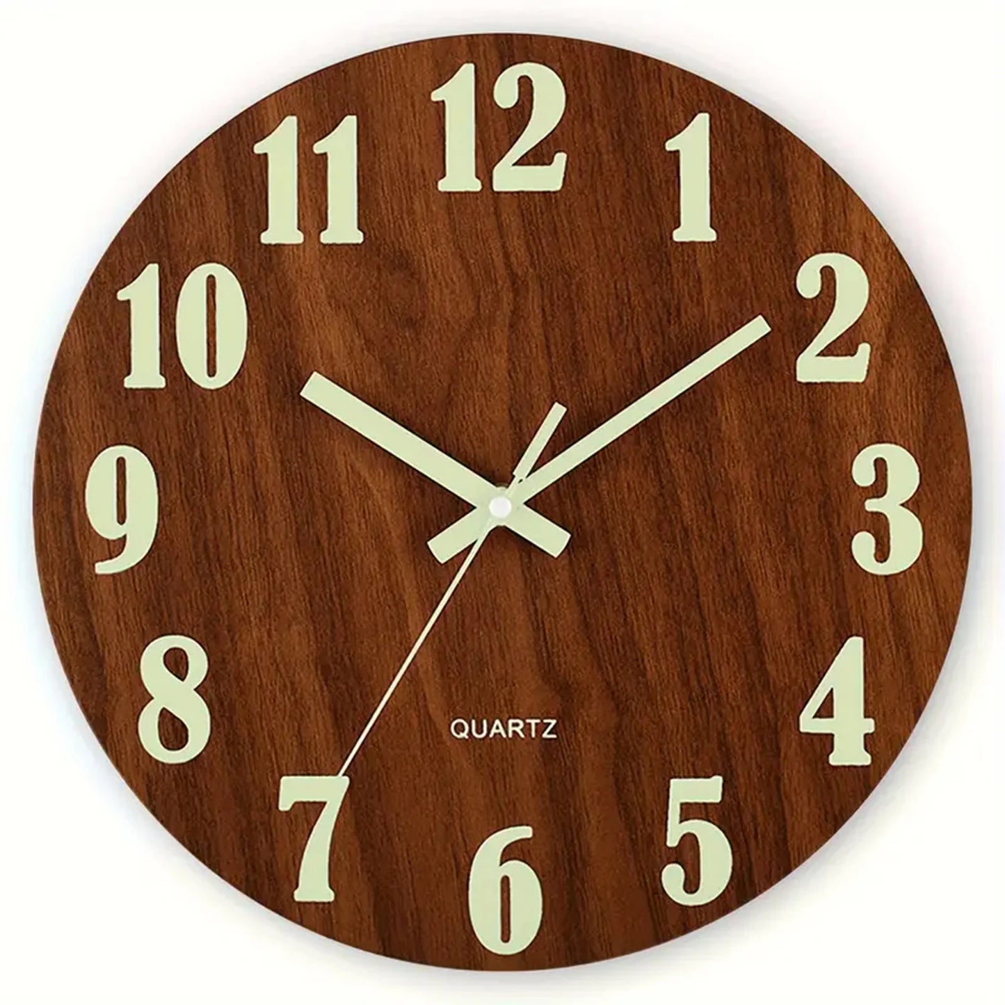 12 Inch Wooden Luminous Silent Wall Clock