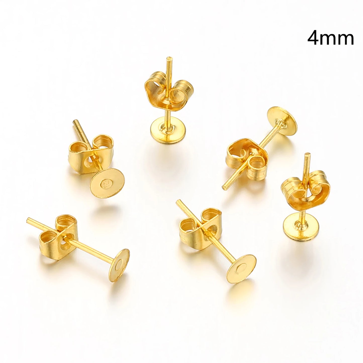 Blank Post Earring Studs with Earring Back/Flat Stones