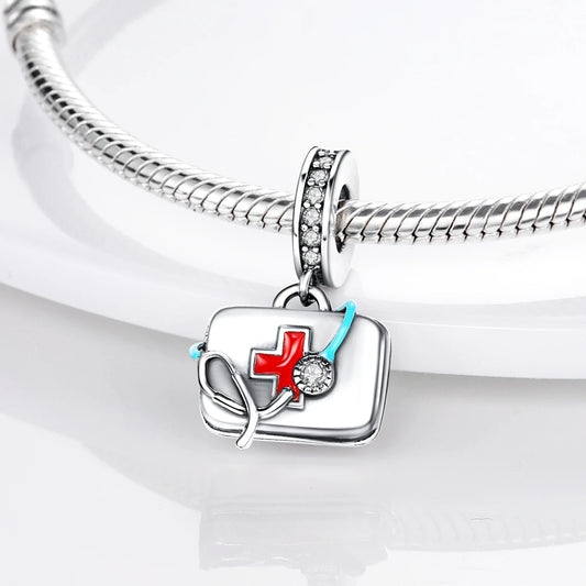 Sterling Silver First Aid Box Pendant Charms