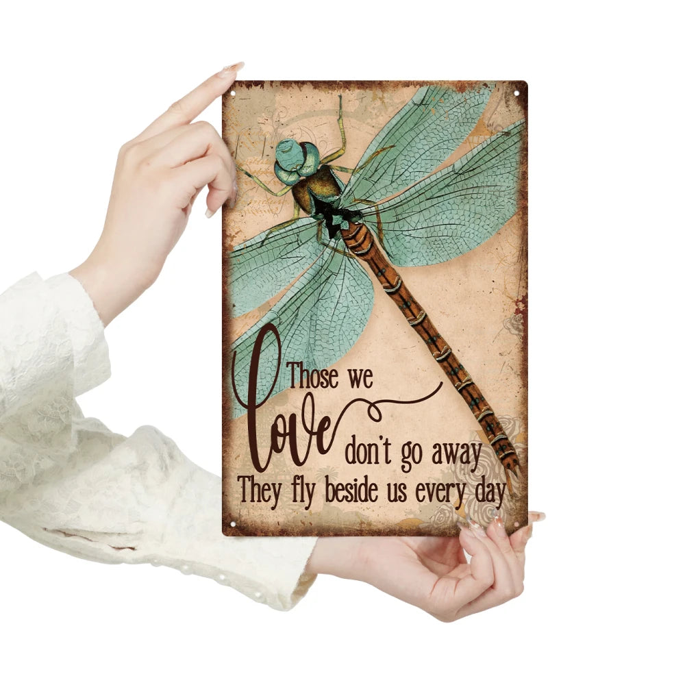 Dragonfly Metal Signs, Vintage Motivational Quote Tin Plaque