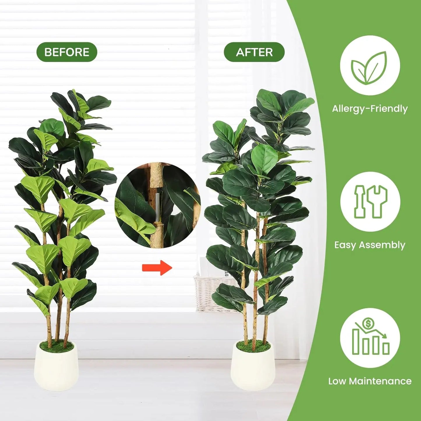 Artificial Fiddle Leaf Fig Tree with Pot