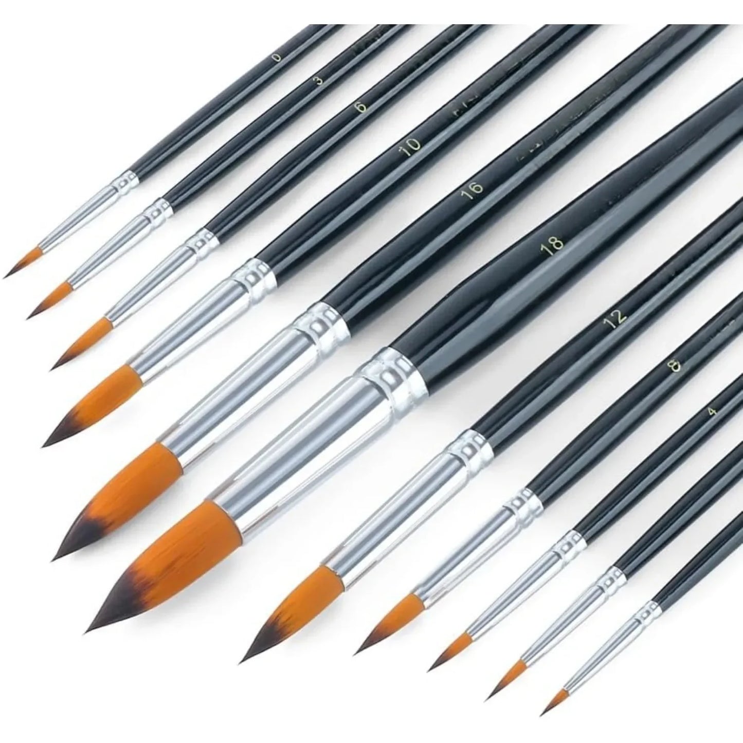 Round Paint Brush Set for Watercolor, Acrylic, Ink and More