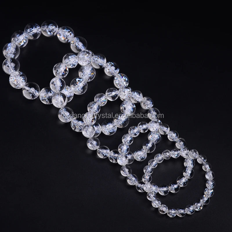 Round Natural Clear Quartz Crystal Bracelet