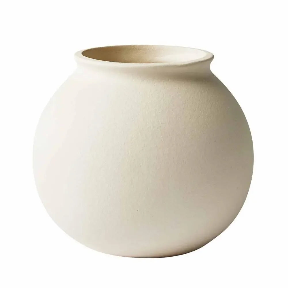 Matte Ceramic Vase Round Cream White