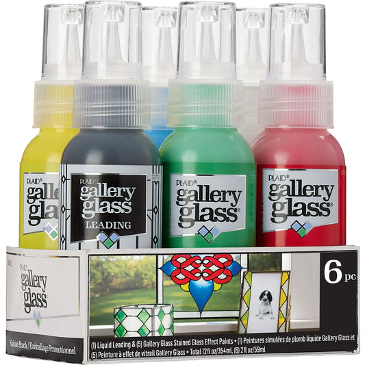 Basic Stained Glass Kit, 6 Piece Glass Paint Set