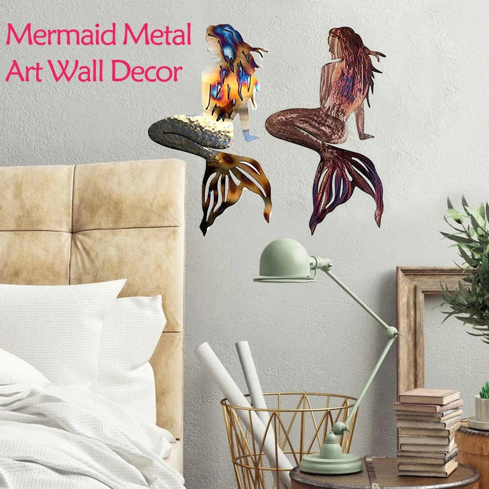 Mermaid Metal Wall Art, Wrought Iron