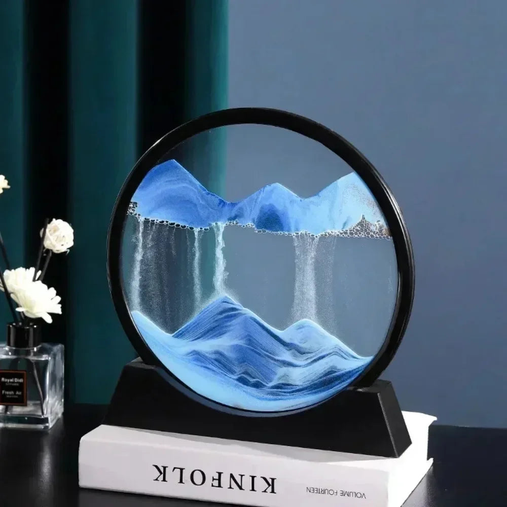 Moving Sand Art Picture Round Glass Deep Sea Sandscape