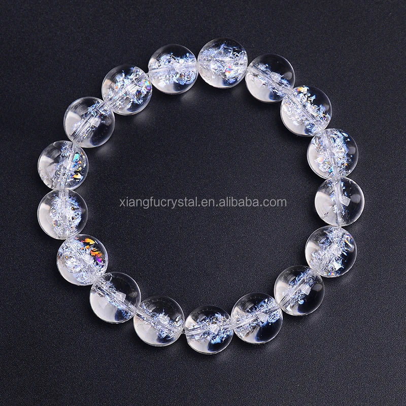 Round Natural Clear Quartz Crystal Bracelet