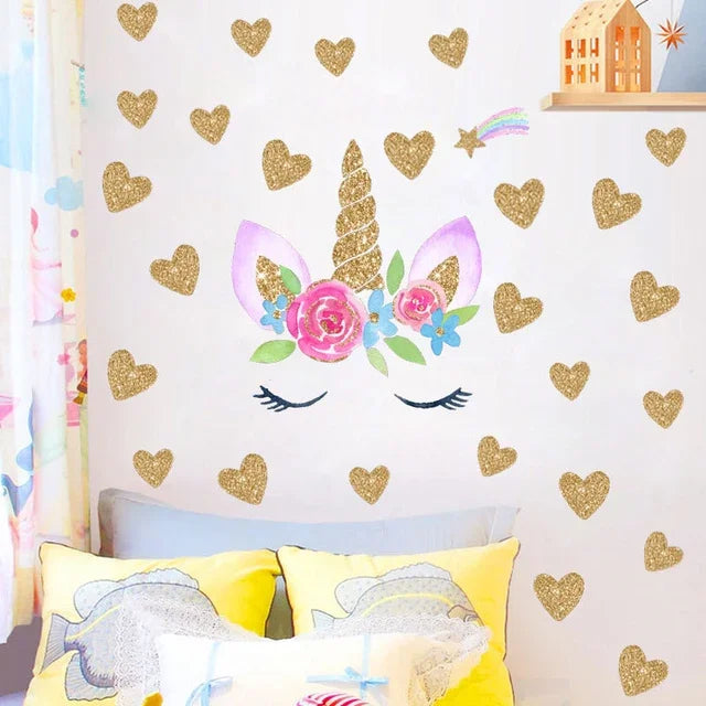 Unicorn Horse, Star, Heart Wall Sticker Kids Room