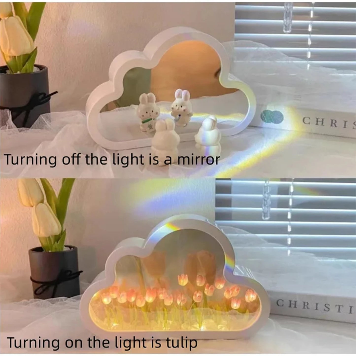 DIY Cloud Tulip Mirror LED Night Light