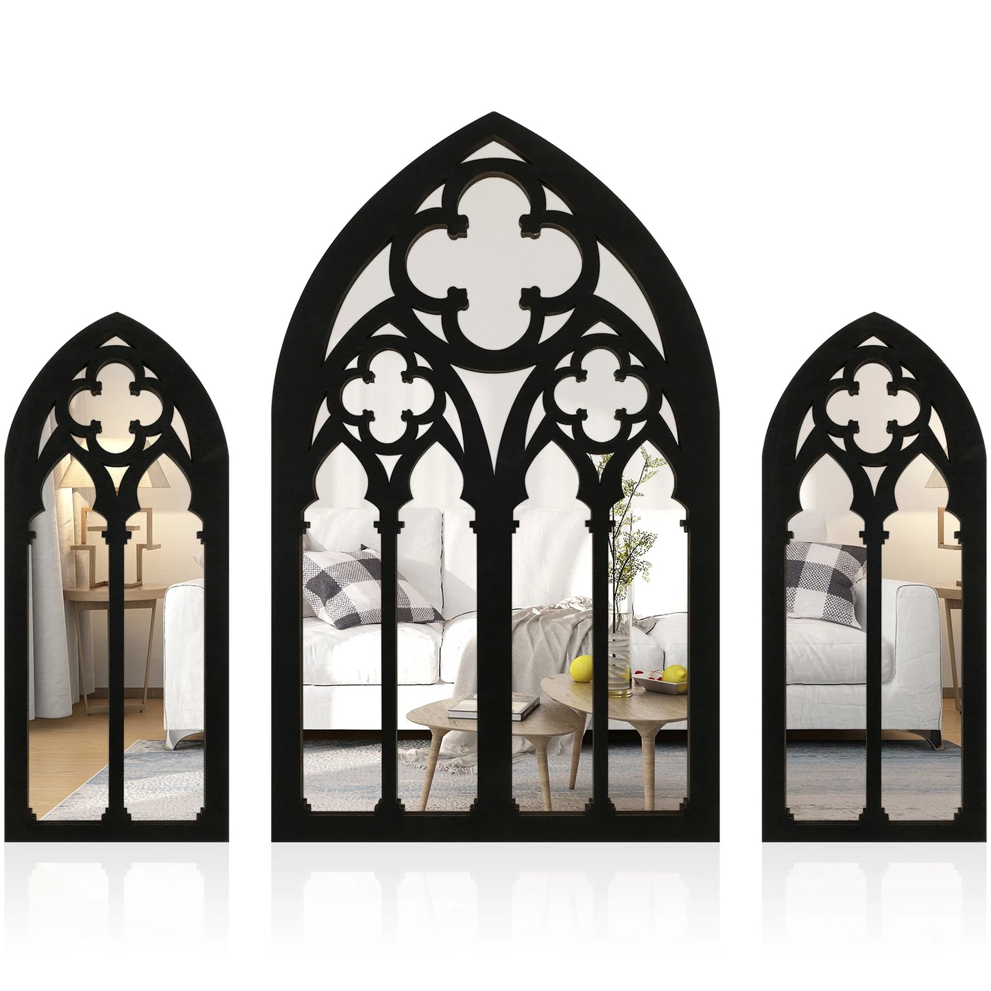 3pcs Gothic Mirrors Arched Wall Decor