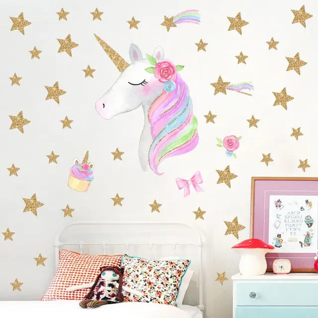 Unicorn Horse, Star, Heart Wall Sticker Kids Room