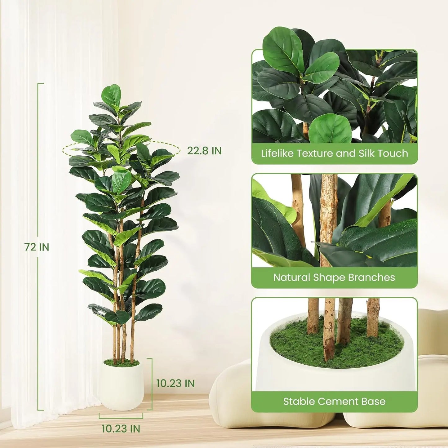Artificial Fiddle Leaf Fig Tree with Pot