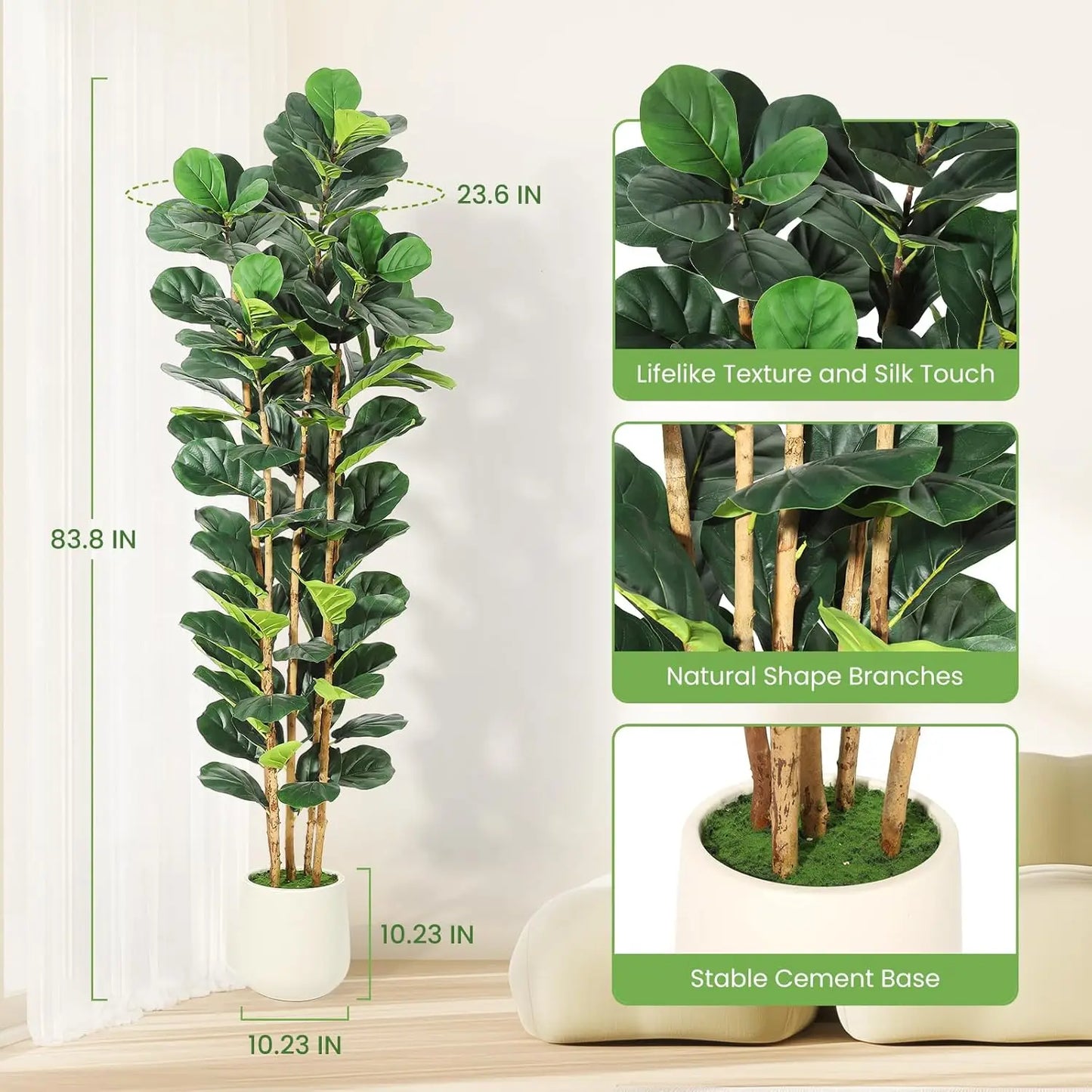 Artificial Fiddle Leaf Fig Tree with Pot