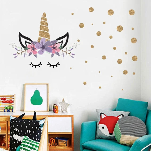 Unicorn Horse, Star, Heart Wall Sticker Kids Room