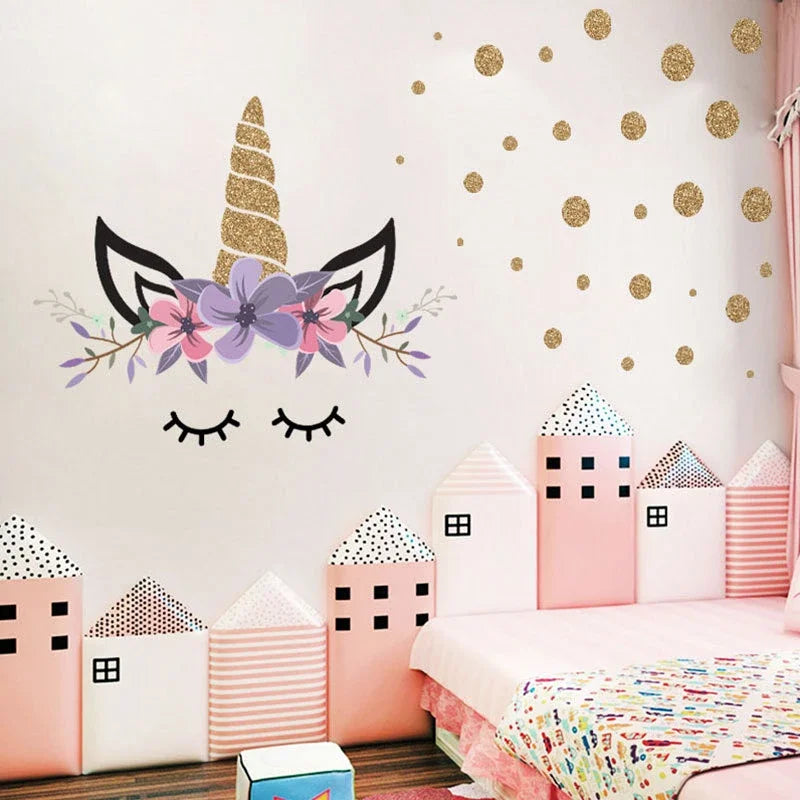 Unicorn Horse, Star, Heart Wall Sticker Kids Room