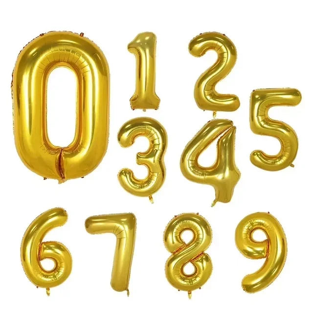 40" Gradient Rose, Red, Gold, Silver, Big Number Foil Balloons