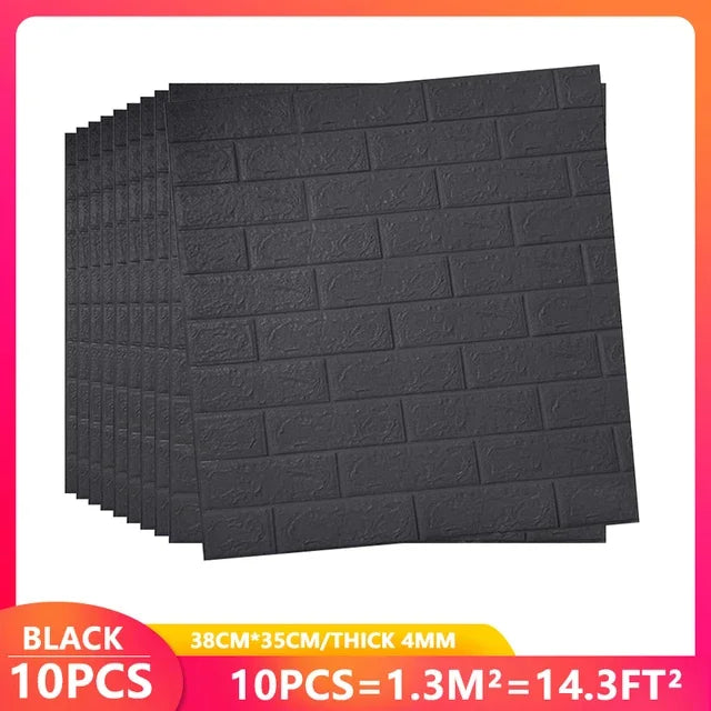 3D Brick Wall Stickers, Self-Adhesive Waterproof Stone