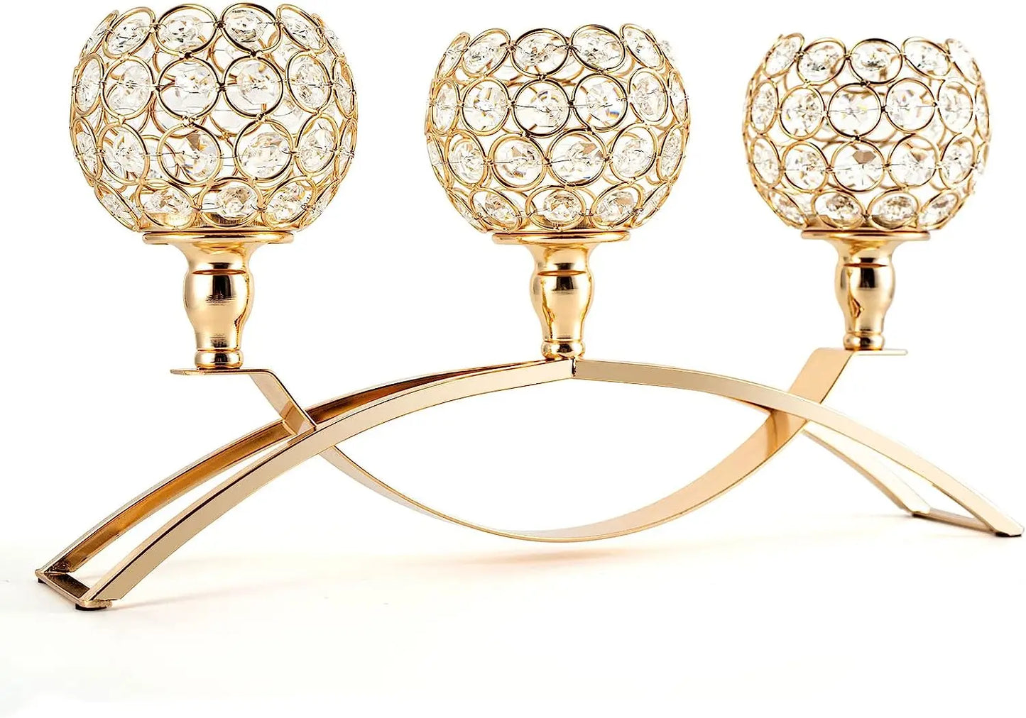 Gold, Silver, Crystal Candle Holders for Home, Wedding, 3 Arms