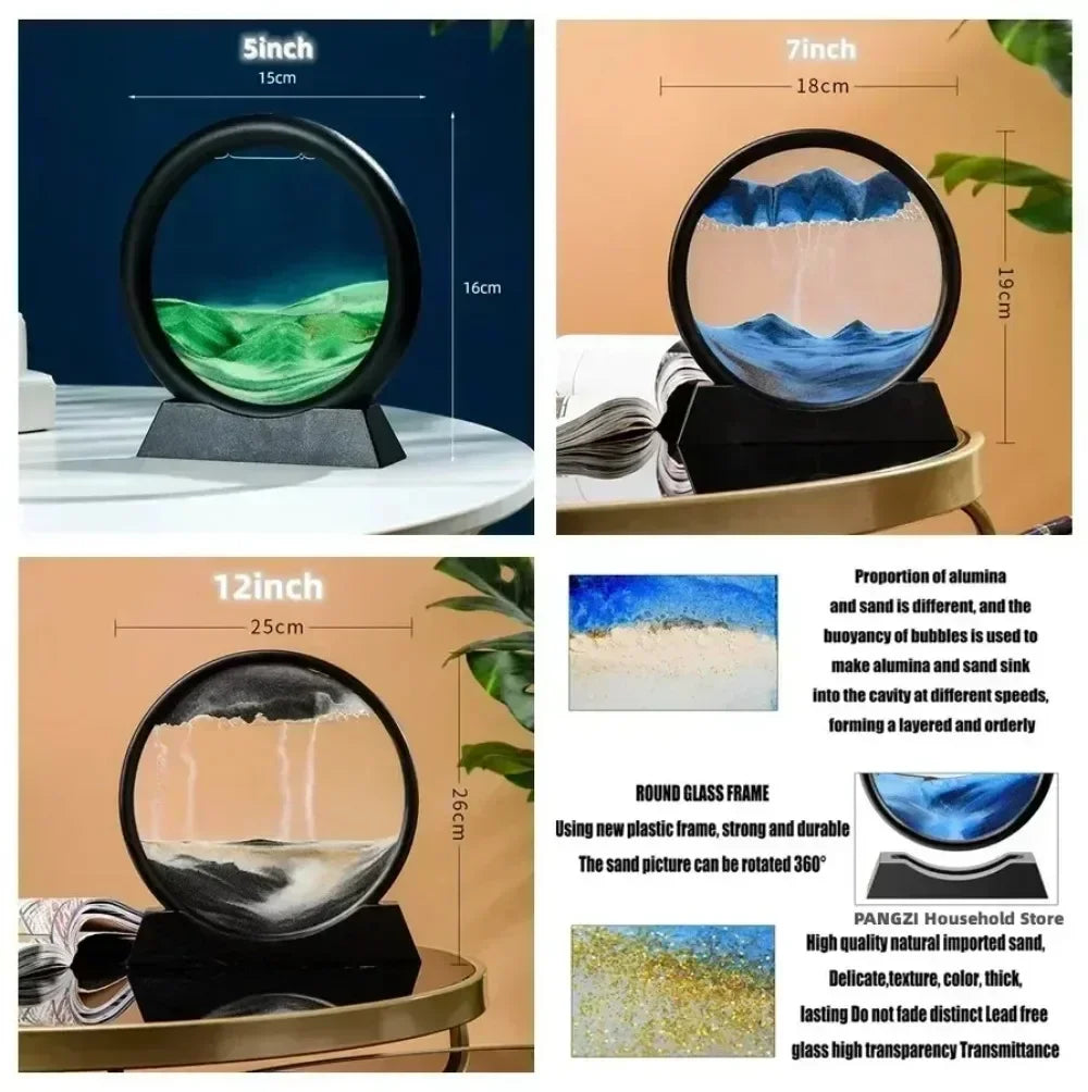 Moving Sand Art Picture Round Glass Deep Sea Sandscape