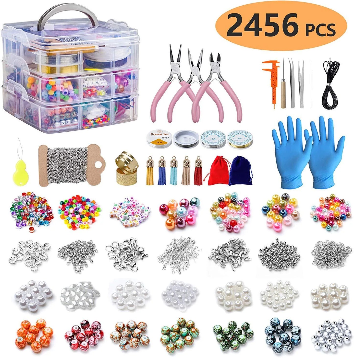 2456-Piece Deluxe DIY Bead Jewelry Making Complete Kit