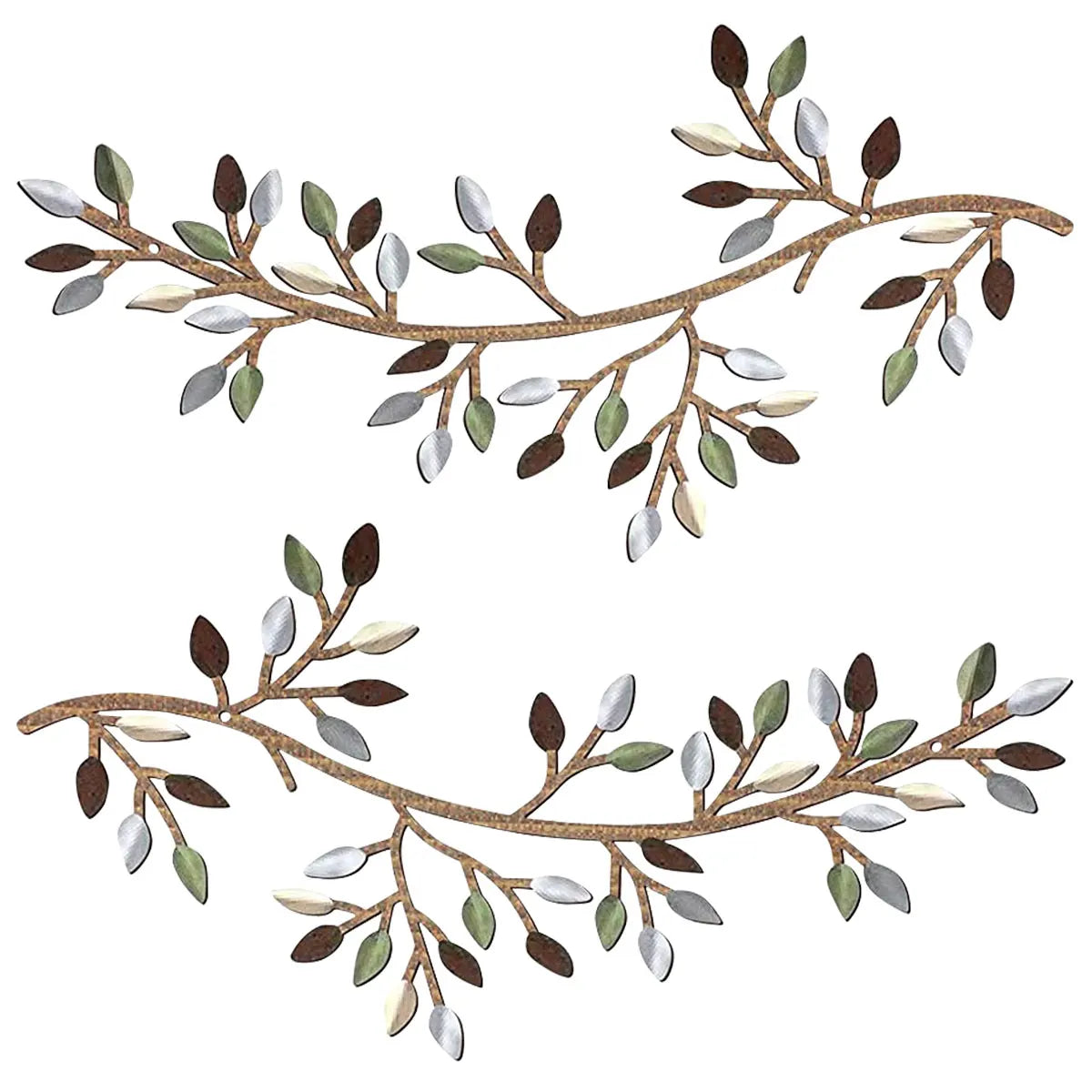 2Pcs Metal Tree Leaf Wall - Vine Olive Branch Leaf