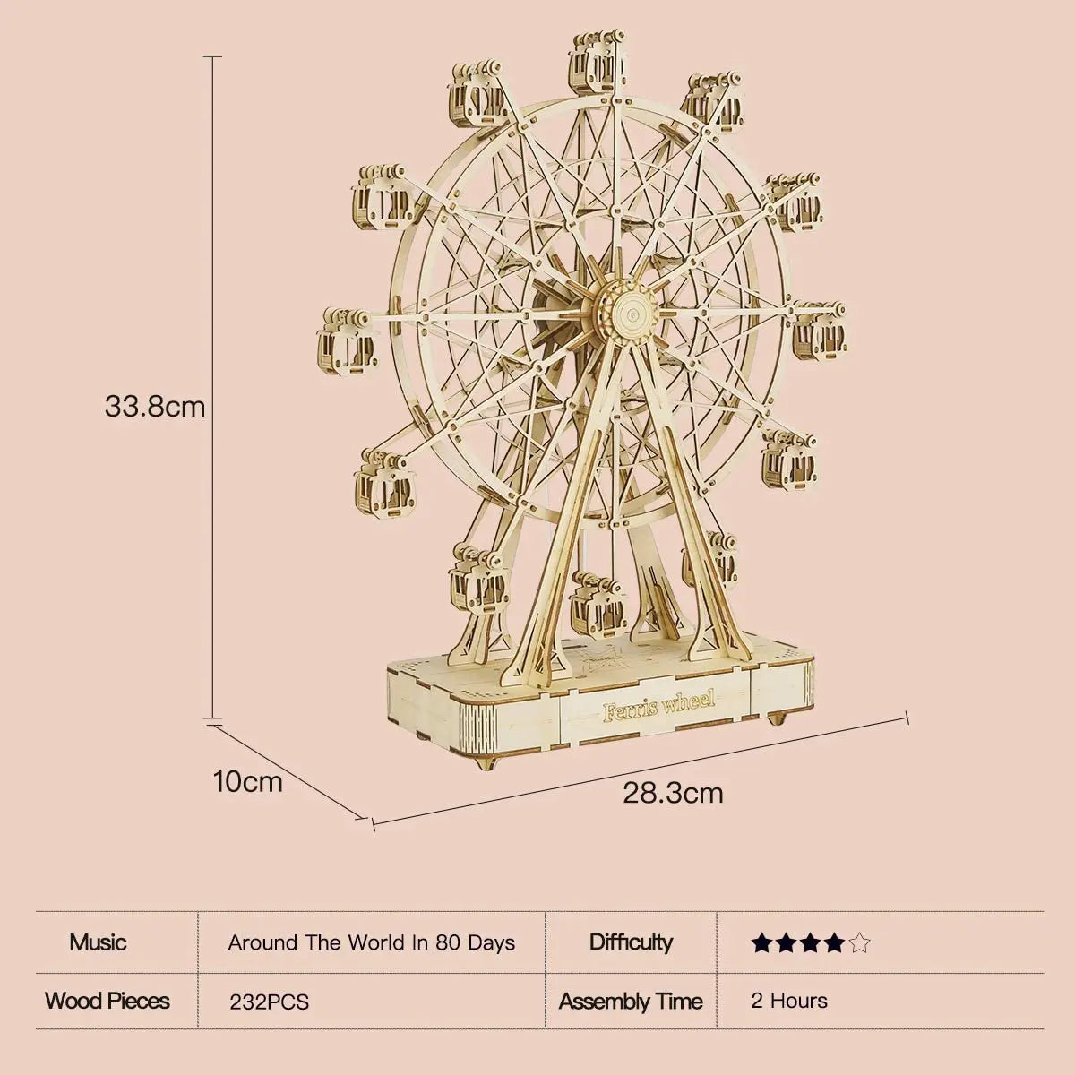 232pcs Rotatable DIY 3D Ferris Wheel Wooden Model