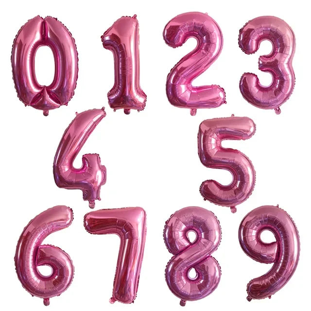 40" Gradient Rose, Red, Gold, Silver, Big Number Foil Balloons