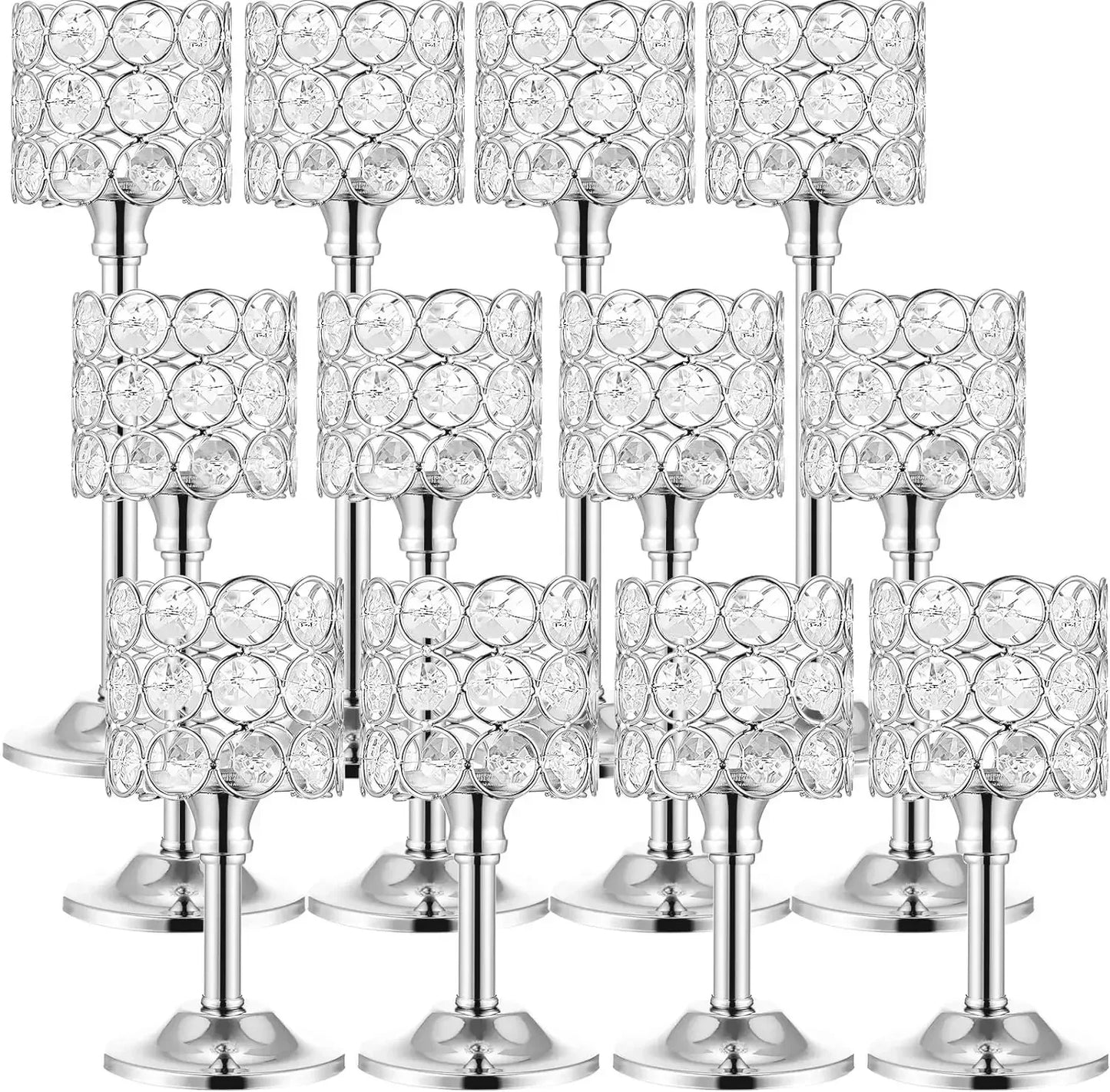 Crystal Candle Holder Set 12 Piece Candlesticks for Centerpiece