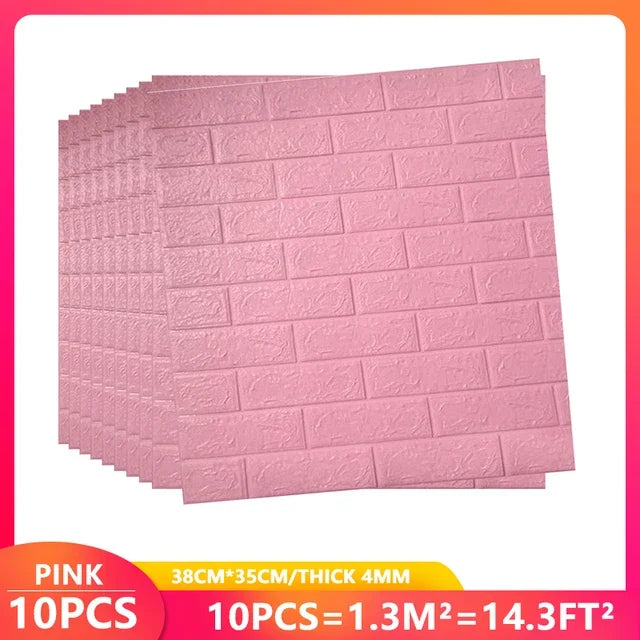 3D Brick Wall Stickers, Self-Adhesive Waterproof Stone