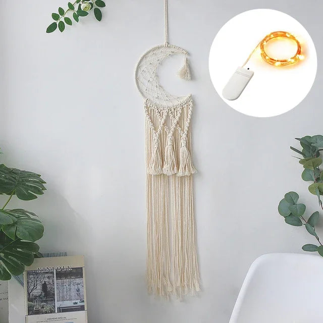 Moon Ramadan Macrame Dream Catcher, Boho Wall Hanging