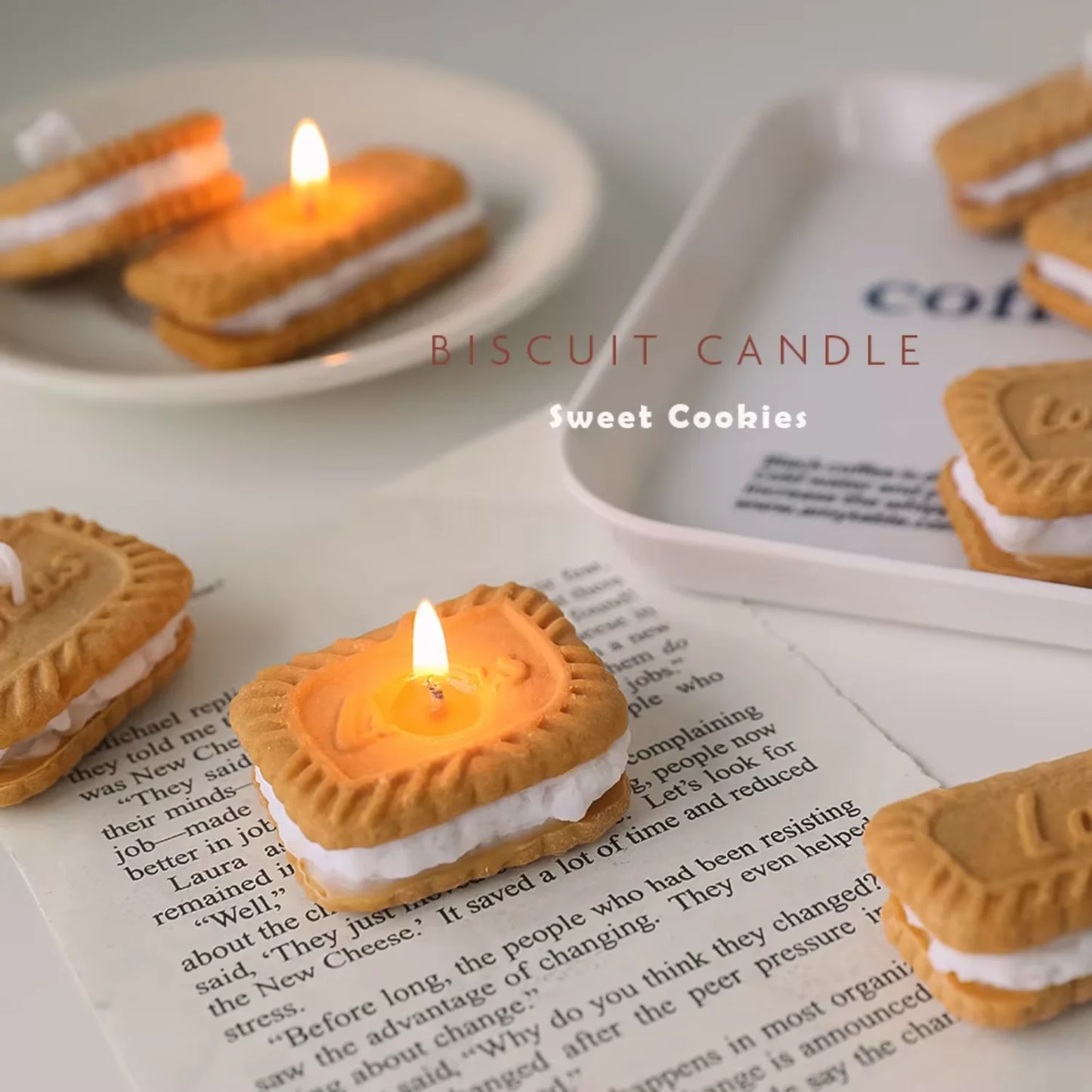 Biscuit Shaped Lotus Coffee and milk Scented Soy Candle