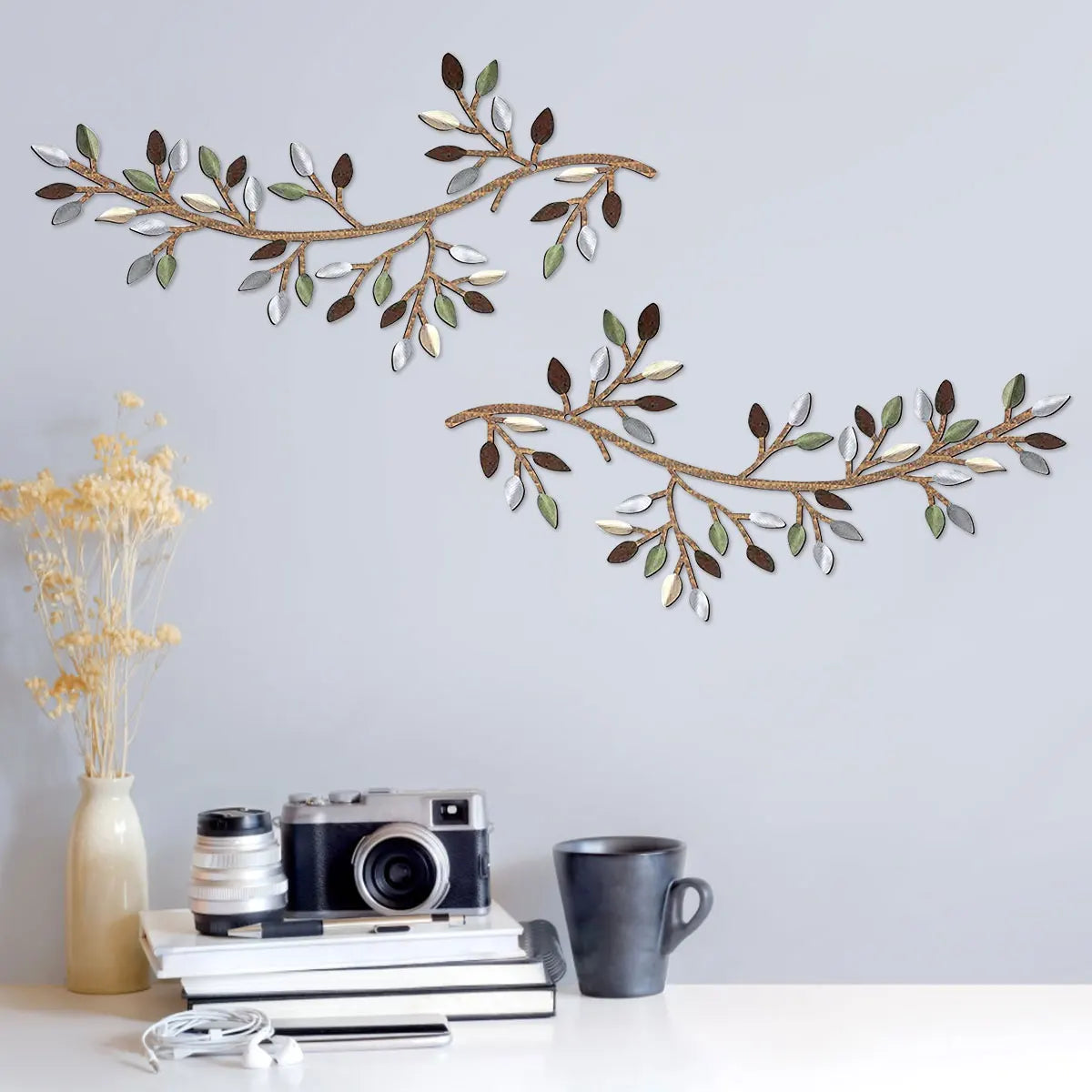 2Pcs Metal Tree Leaf Wall - Vine Olive Branch Leaf