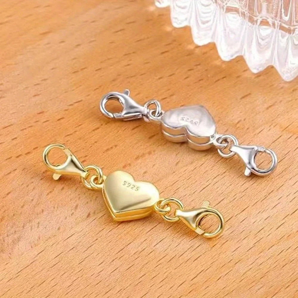 925 Silver Heart-Shaped Magnetic Necklace/Bracelet Extender