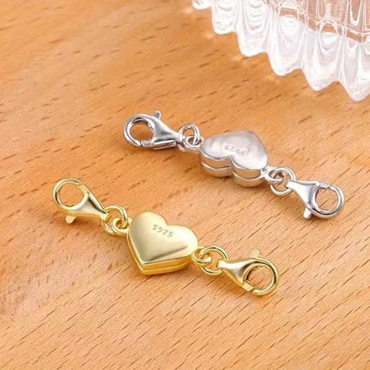 925 Silver Heart-Shaped Magnetic Necklace/Bracelet Extender