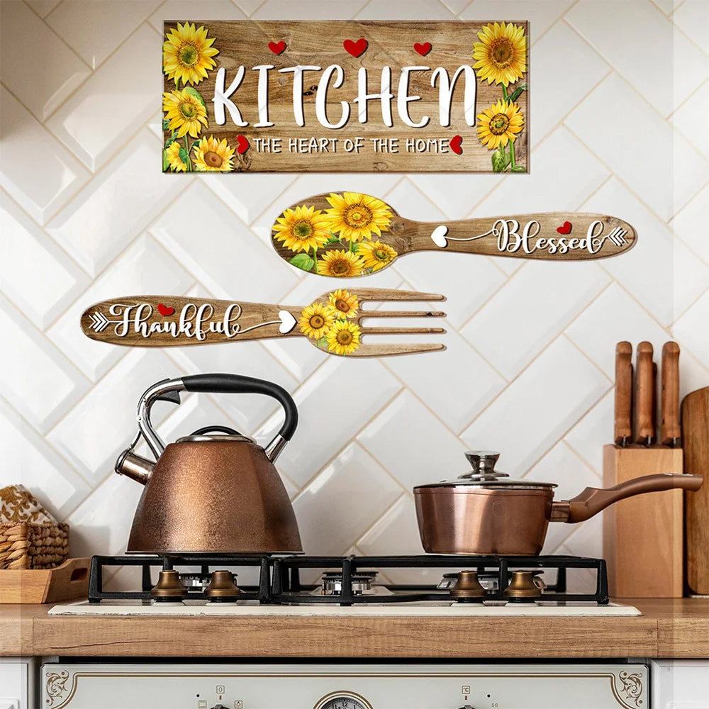 Sunflower Theme Kitchen Self-Adhesive Wall Stickers