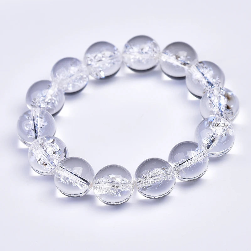 Round Natural Clear Quartz Crystal Bracelet