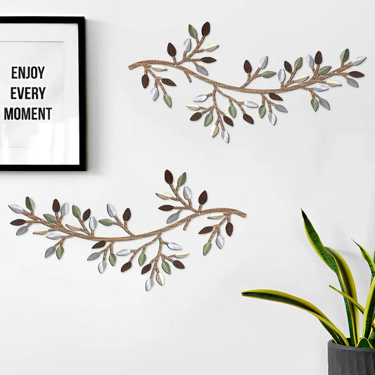 2Pcs Metal Tree Leaf Wall - Vine Olive Branch Leaf