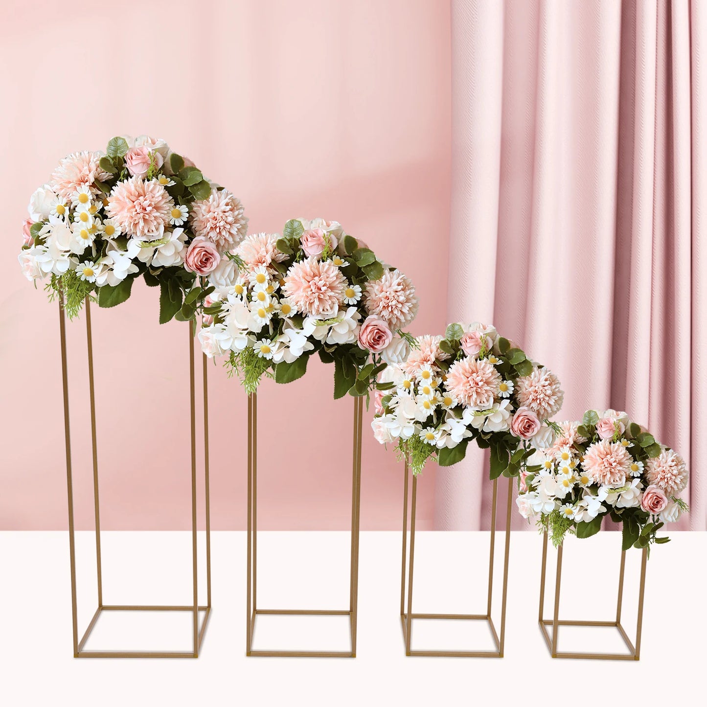 4Pcs Tall Gold Wedding/Home Backdrop Flower Vase Stand