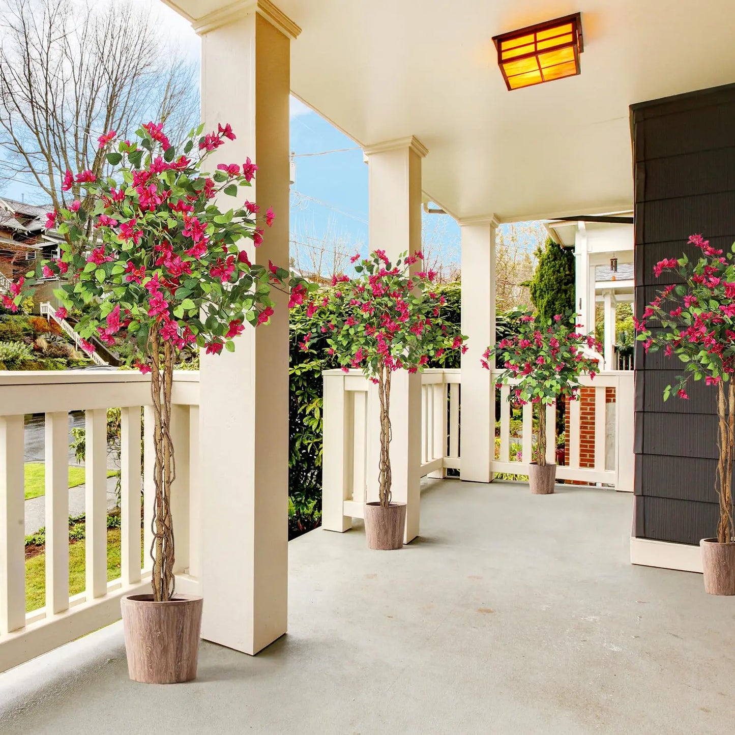 Artificial Indoor Bougainvillea Tree w/White Pot