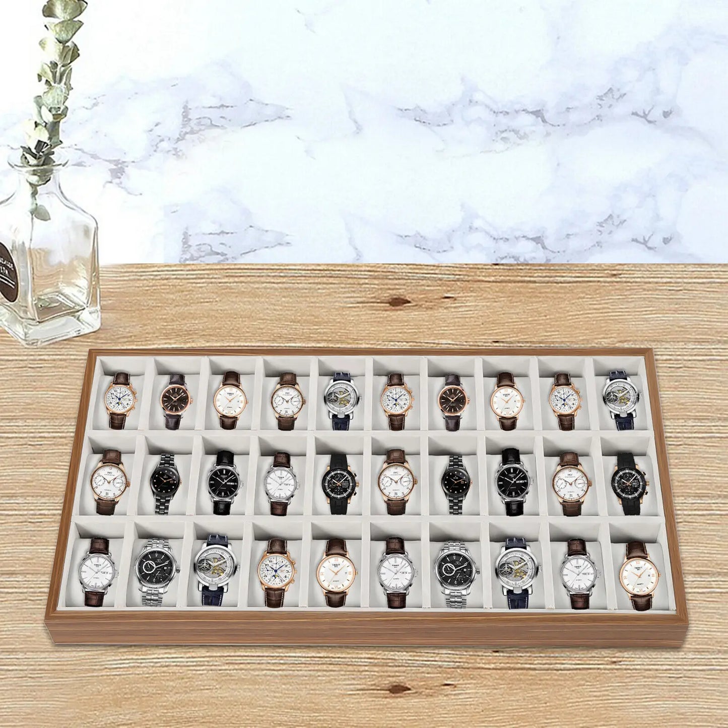 30 Slot Men's Watch Wooden Display Case