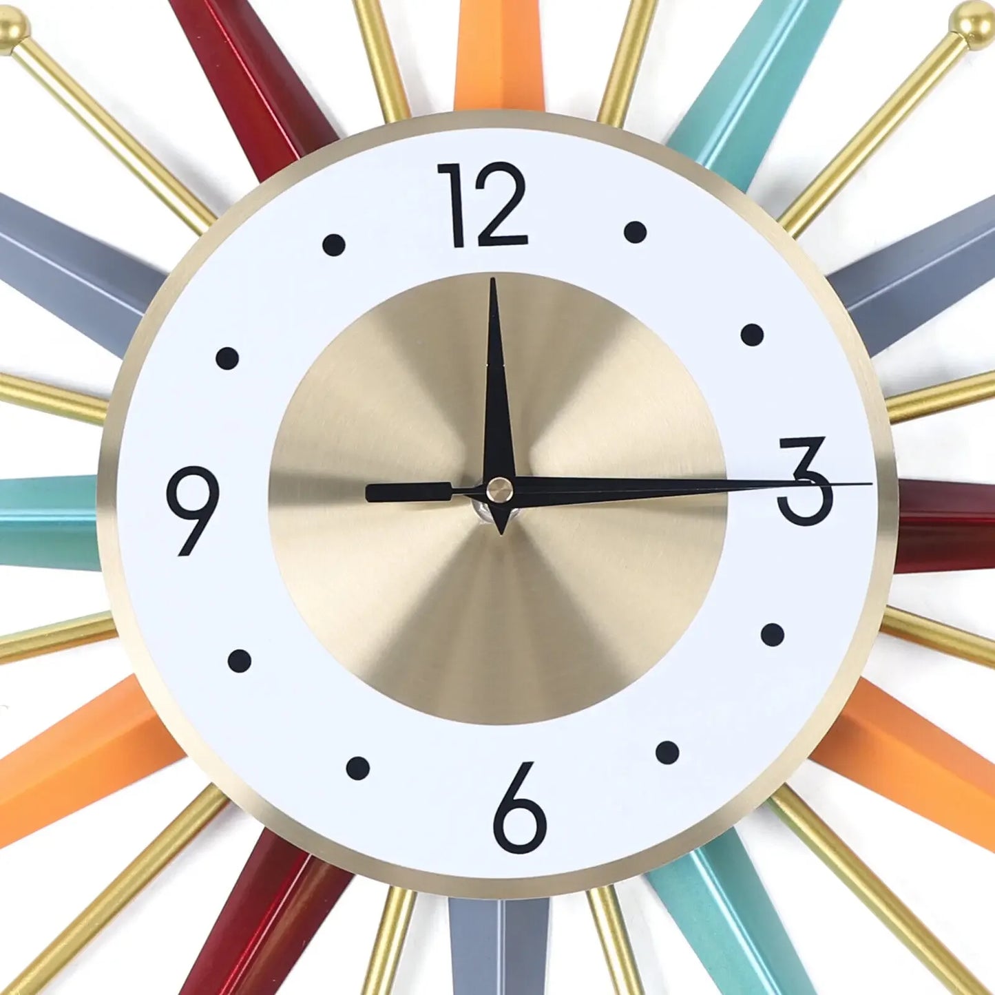 22 Inch Mid Century, Non-Ticking Wall Clock